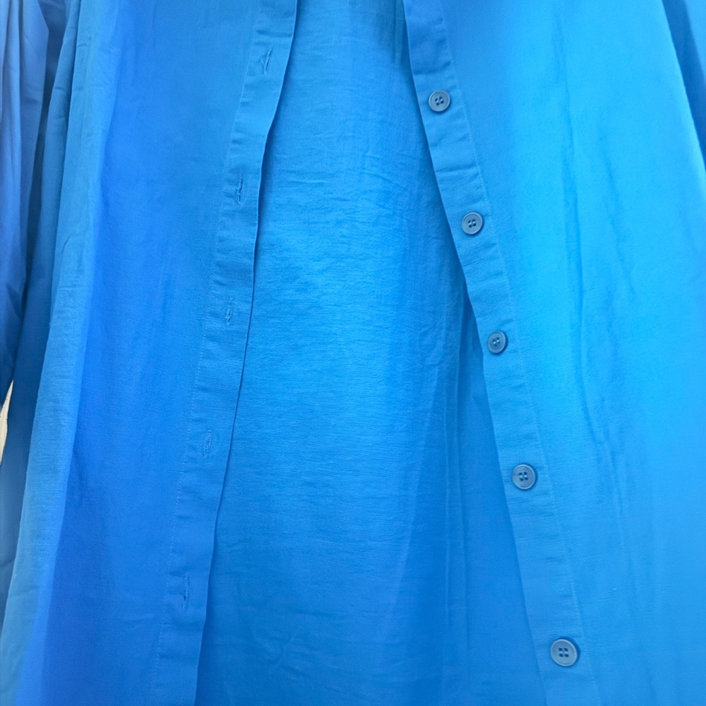 Vibrant Blue Button-Up Shirt